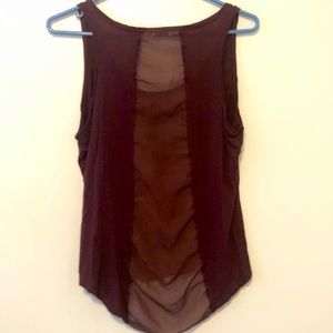 SALE 2for$15 High-Low Sheer Back Panel Tank Top Maroon Flowy DEX​